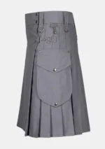 Scottish Grey Cargo Utility Kilt Left