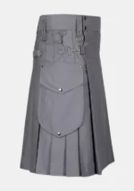 Scottish Grey Cargo Utility Kilt Right
