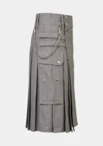 Scottish Light Grey Utility Kilt Right