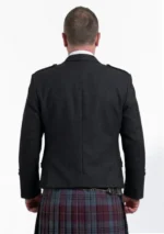 Scottish Men Black Argyle Jacket with Vest Back View