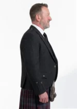 Scottish Men Black Argyle Jacket with Vest Right Side View