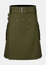 Scottish Modern Olive Green Hybrid Kilt