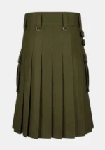 Scottish Modern Olive Green Hybrid Kilt Back