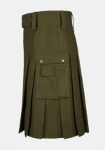 Scottish Modern Olive Green Hybrid Kilt Left
