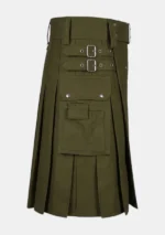 Scottish Modern Olive Green Hybrid Kilt Right