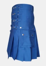 Scottish Plain Blue Utility Kilt Left