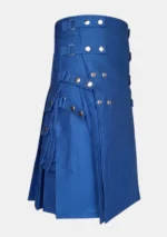 Scottish Plain Blue Utility Kilt Right