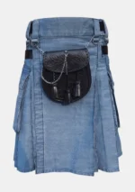 Scottish Simple Blue Denim Kilt