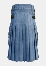 Scottish Simple Blue Denim Kilt Back