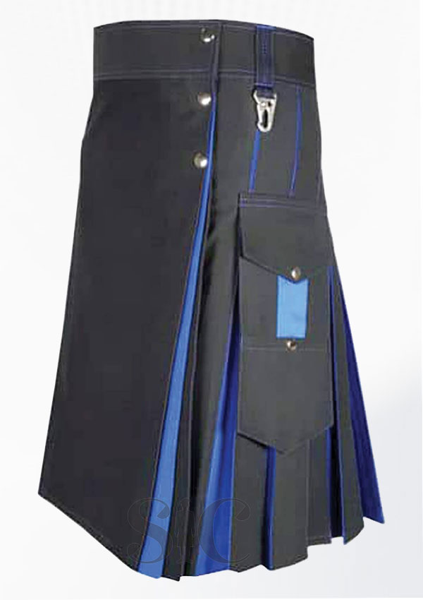 Premium Quality Traditional Black Blue Hybrid Kilt Design 53