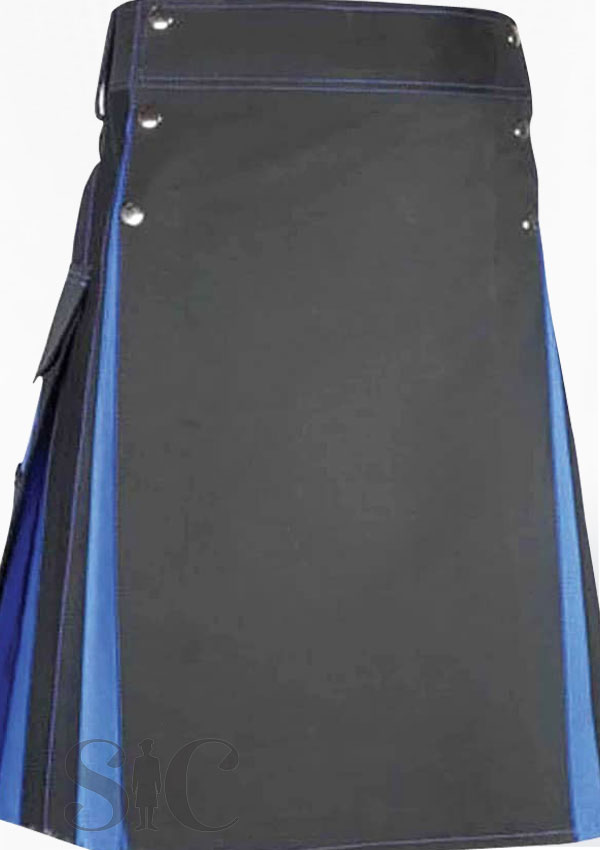 Diseño tradicional de falda escocesa híbrida azul negro 55
