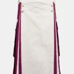 White & Burgundy Cotton Utility Kilt