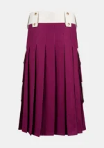 White & Burgundy Cotton Utility Kilt Back