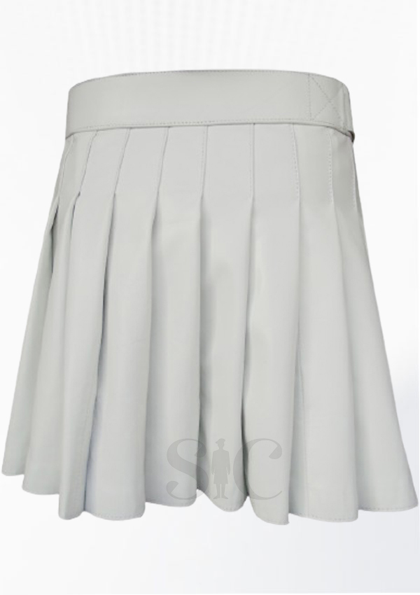 Blanca - Falda corta de cuero con diseño de hebilla 39 (1)