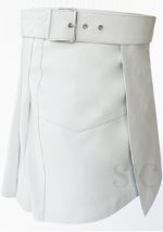 Blanca - Falda corta de cuero con diseño de hebilla 39 (1)
