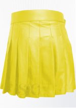 Amarillo - Falda corta de cuero con diseño de hebilla 41 (1)