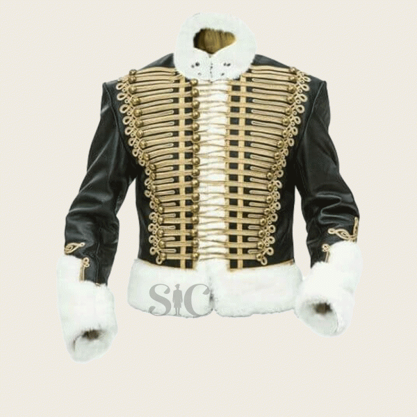 Leather Prussian Hussars Elise Jacket with white Fur