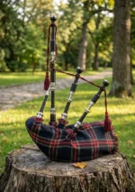 Black Stewart Tartan Bagpipe