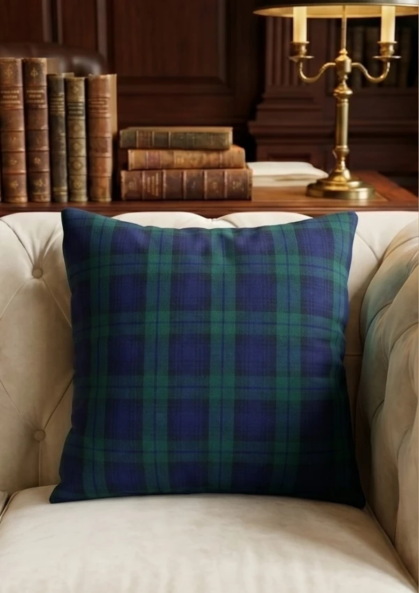 Black Watch Tartan Cushion Front View