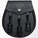 Premium Quality Hand Made Scottish Black Leather Kilt Sporran Design 1
