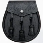 Premium Quality Hand Made Scottish Black Leather Kilt Sporran