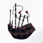 Premium Quality Scottish Black Stewart Tartan Bagpipe for Sale