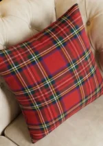 Scottish Royal Stewart Tartan Cushion Side View