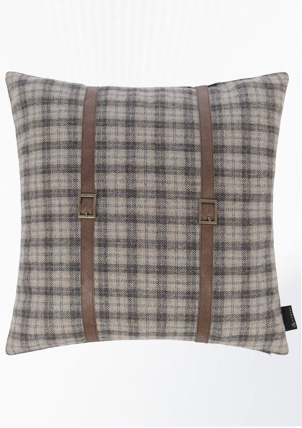 Tartan Cushion With Leather Strap Details Design 10