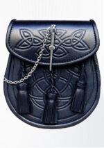Kilt tradizionale in pelle nera goffrata Sporran Design 9