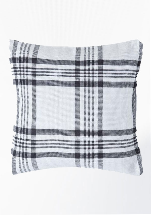 White & Black Tartan Pattern Cushion Cover Design 2