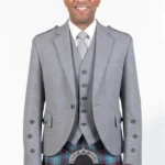 Light Grey Argyle Jacket with Vest Front View