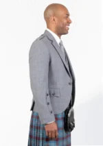 Light Grey Argyle Jacket with Vest Right Side View