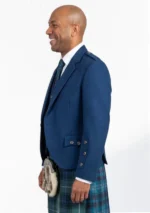 Men's Blue Argyle Jacket with Vest Left Side View