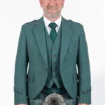 Men's Green Argyle Jacket with Vest Front View