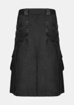 Black Double Side Pocket Hybrid Kilt Back