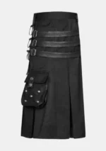 Black Double Side Pocket Hybrid Kilt Left