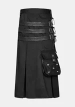 Black Double Side Pocket Hybrid Kilt Right