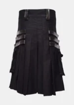 Black Modern Gothic Utility Kilt Back