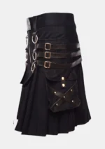Black Modern Gothic Utility Kilt Left