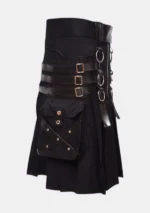 Black Modern Gothic Utility Kilt Right