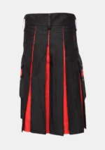 Black & Red Cotton Utility Kilt Back