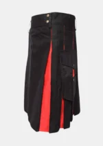 Black & Red Cotton Utility Kilt Left