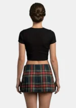 Black Stewart Tartan Skirt Back View