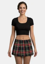 Black Stewart Tartan Skirt Front View