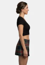 Black Stewart Tartan Skirt Right Side View