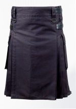 Premium Quality Black Utility Kilt With Leather Strap Design 94