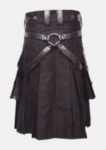 Black Zip Fastening Utility Kilt Back