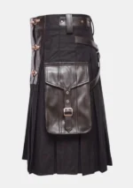 Black Zip Fastening Utility Kilt Left