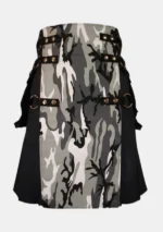 Black and White Cargo Utility Kilt