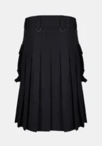 Black and White Cargo Utility Kilt Back